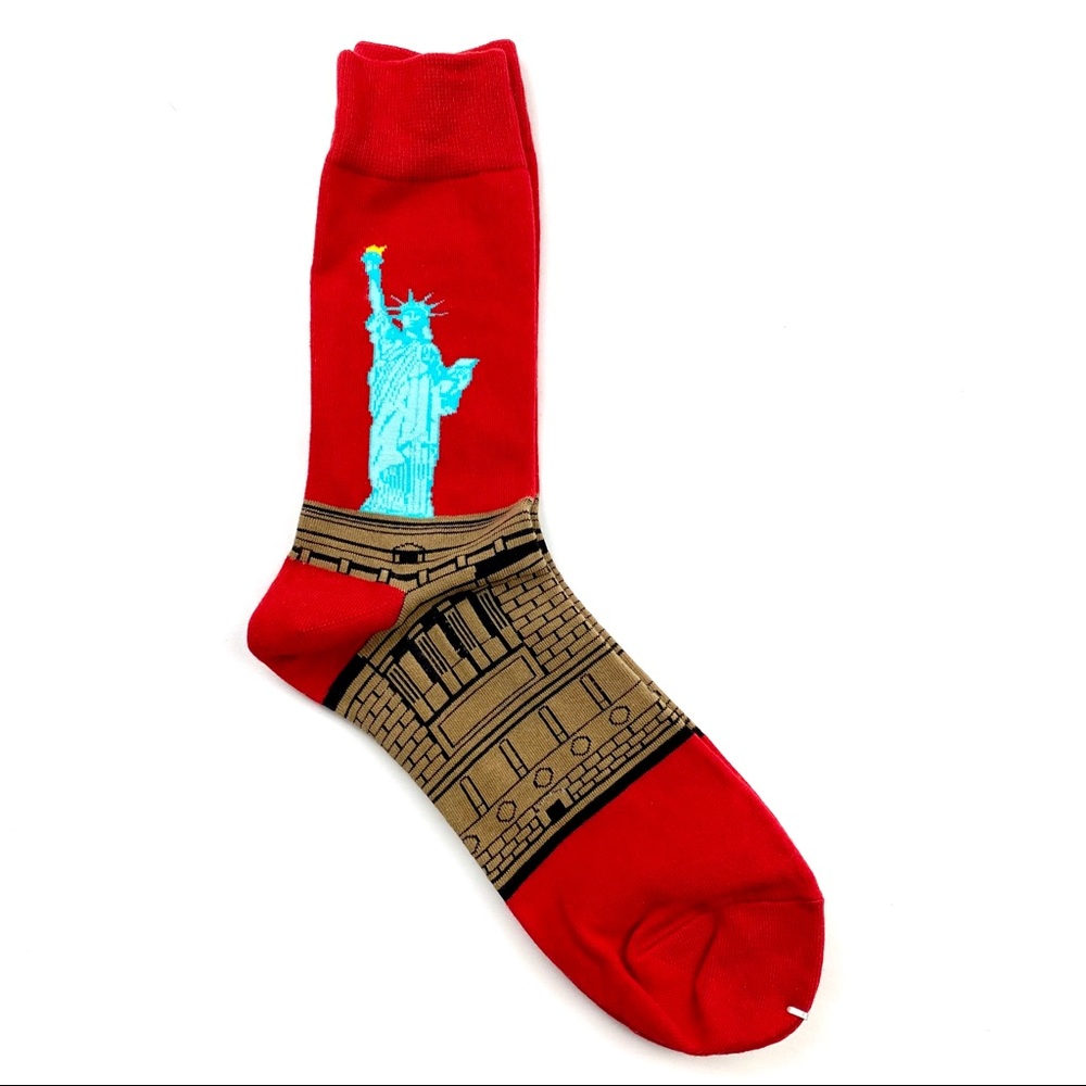 Mens Novelty Statue of Liberty Cotton Crew Socks